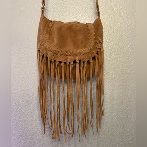 Small Brown Suede Fringe Purse
